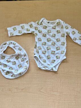 Monica + Andy Organic Cotton Avocado Toast Baby Bodysuit Bib Set Unisex 6-9M